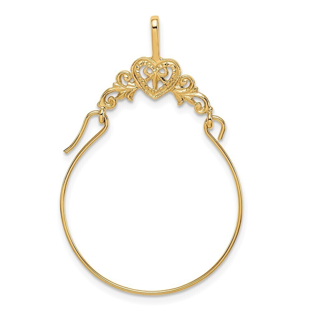 Million Charms 10k Yellow Genuine Gold Polished Filigree Heart Charm Holder